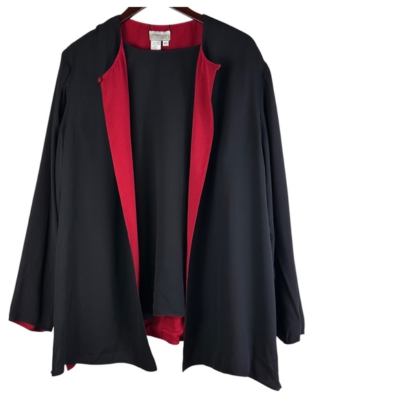 Coldwater Creek 2 pc Reversible Top Tunic Tank Shirt 3X 22 24 Red Black SILK - Picture 7 of 8